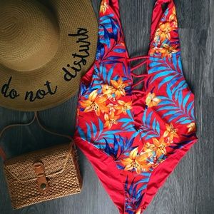 tropical flower print (reversible) bikini